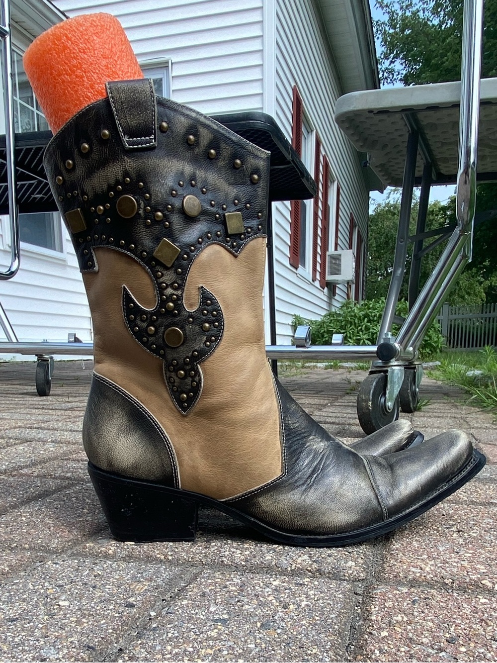 Women’s Two-Tone Leather Western J.Renee Destin Boots - Black and Cream